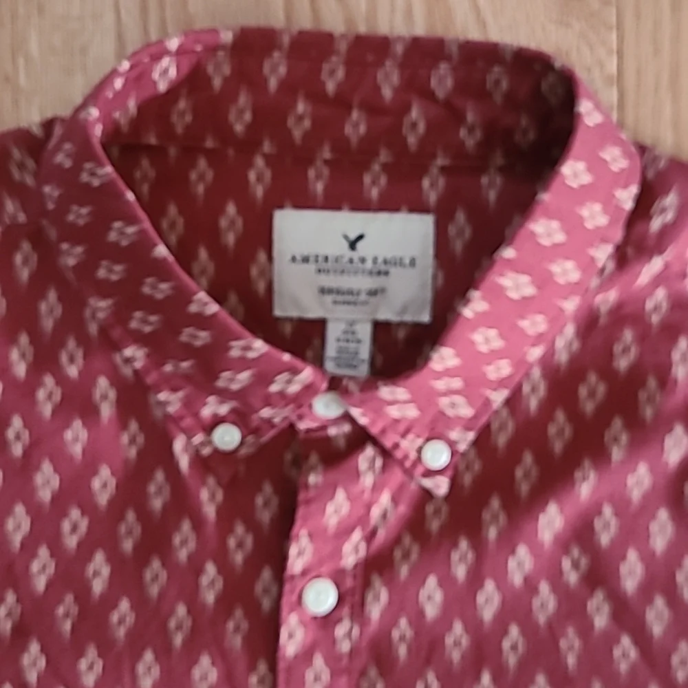 American Eagle Seriously Soft Classic Fit Lg Slv Button Down Shirt  Sz LT. Rust - Picture 3 of 12